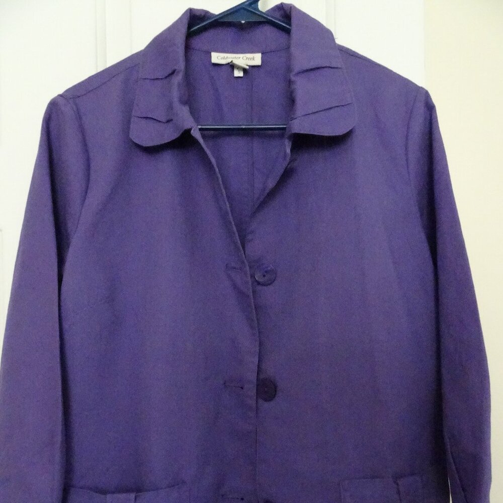Coldwater Creek Size 14 Purple 4 Button Jacket 3/4 Sleeves